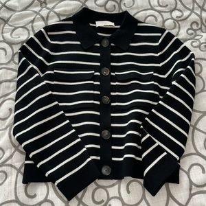 Sezane Betty Cardigan Black/Ecru